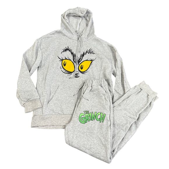Unbranded Tops - The Grinch 2 Piece Hoodie and Sweatpants Set in Gray, Size S